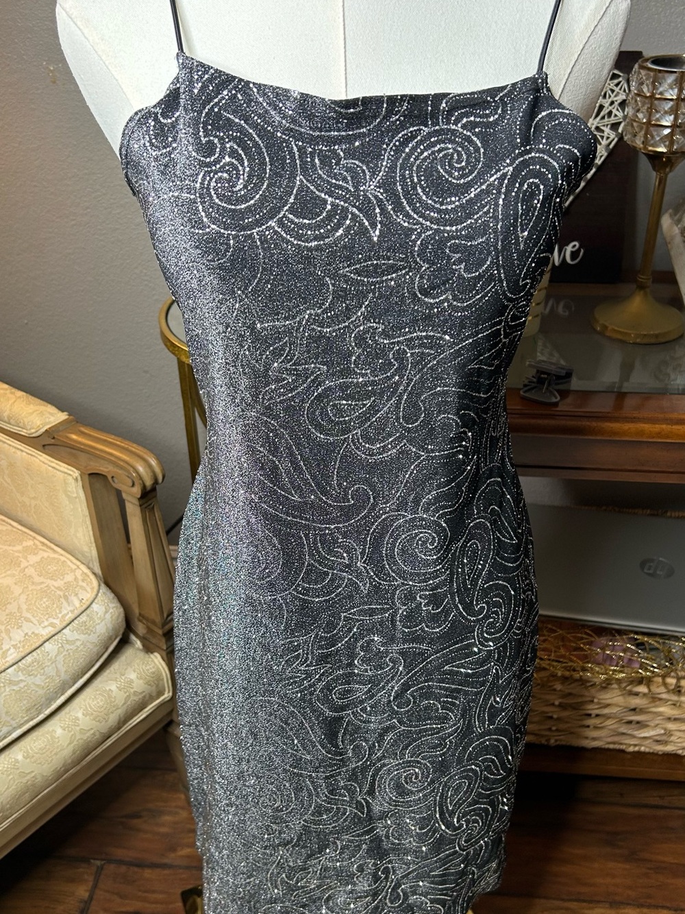 Vintage Y2K Glitter Paisley Dress by Jump Apparel Co Cyber Goth Whimsigoth
